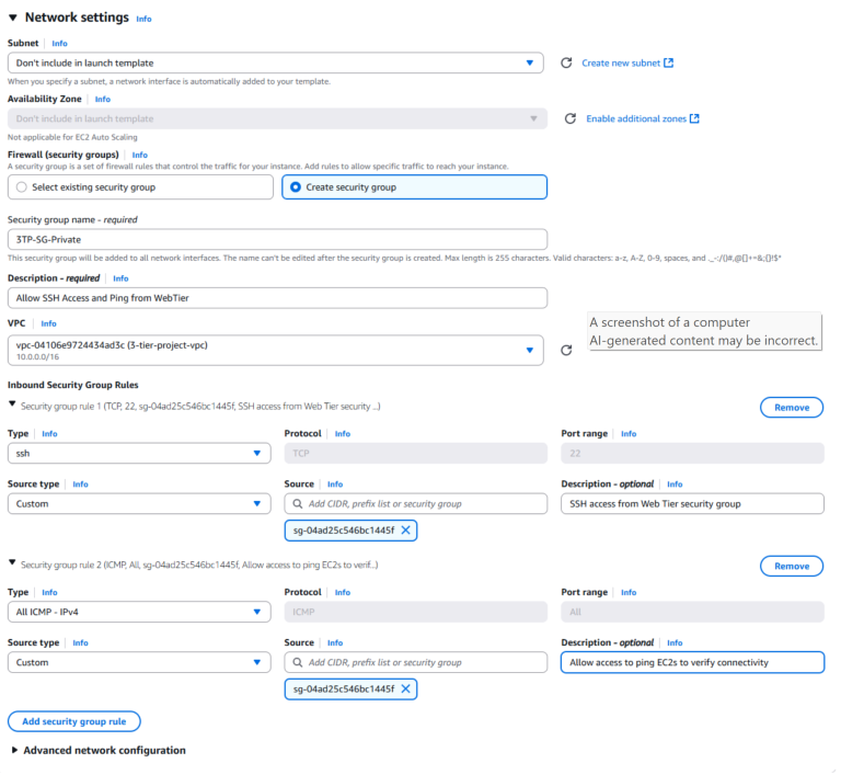 Private ASG network settings