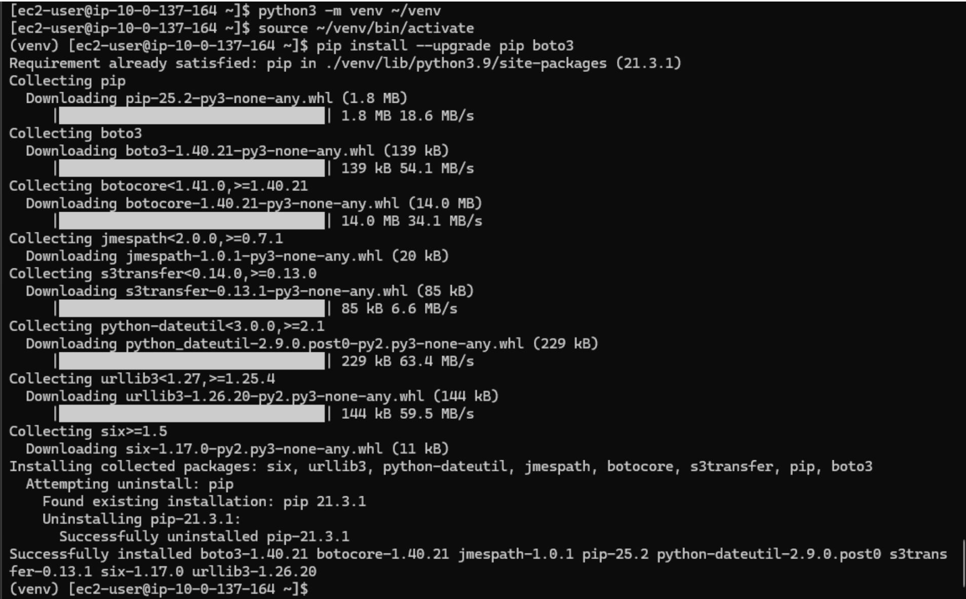 Virtual Environment and installing Boto3